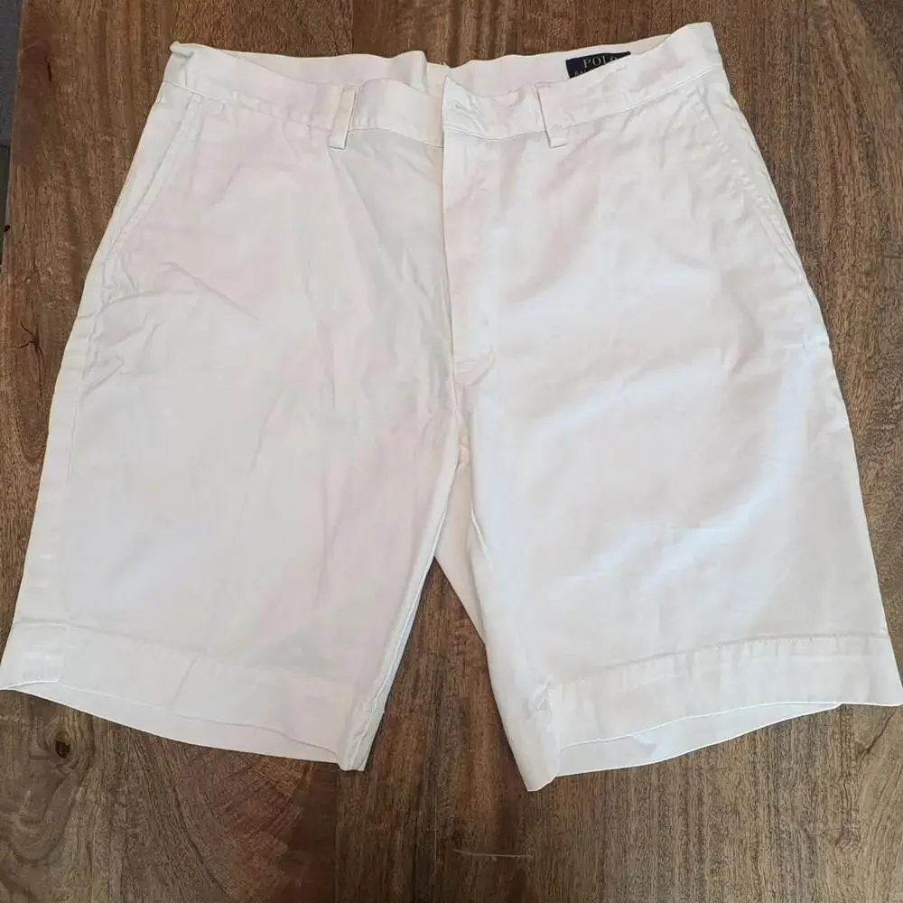 Polo Ralph Lauren Shorts Mens 35 White Chino Classic Fit 9 Inch Inseam Casual